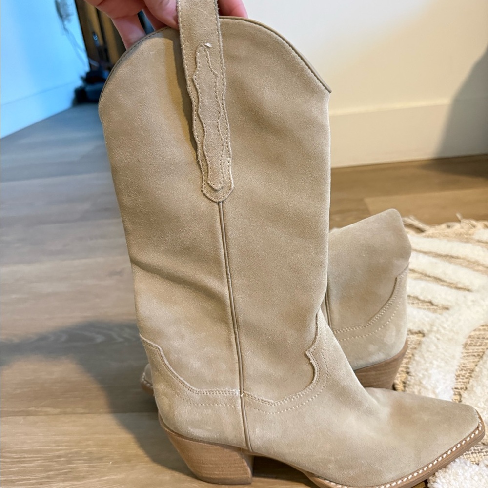 Tan Suede Western Boots